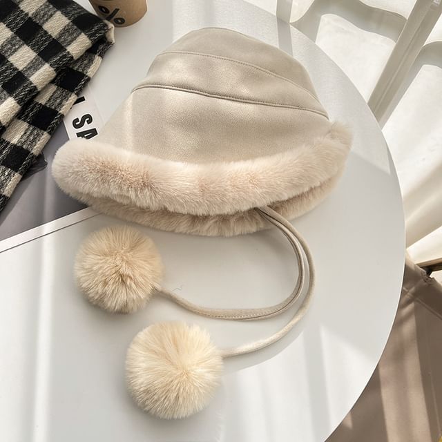 Pom Pom Faux Shearling Hat
