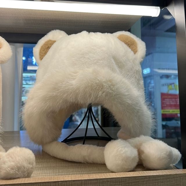 Chenille Bear Ear Trapper Hat