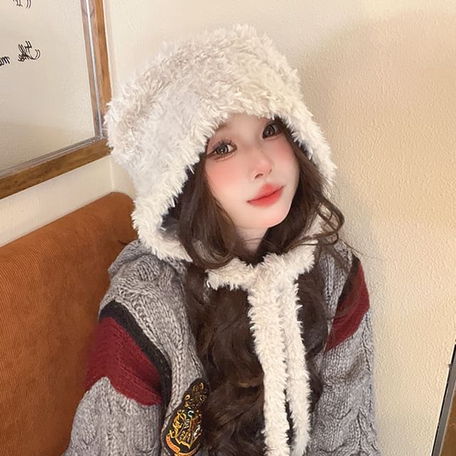 Bear Ear Fluffy Earflap Hat