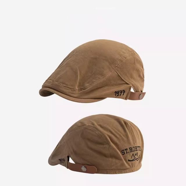 Numerical Embroidered Flat Cap