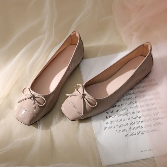 Bow Faux Leather Flats