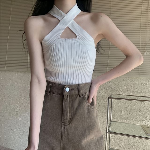 Cross Strap Plain Crop Top