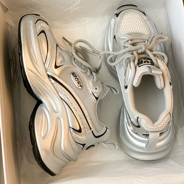 Lace-Up Platform Sneakers