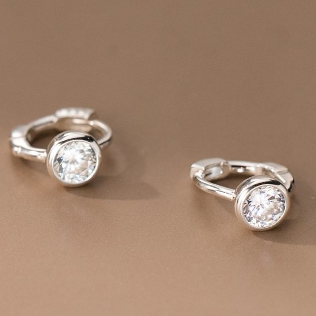 Rhinestone Sterling Silver Huggie Earring