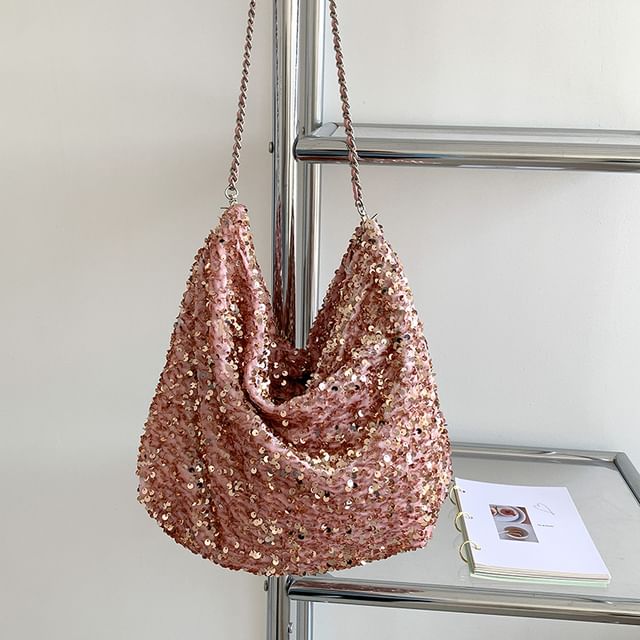 Chain Strap Sequin Crossbody Bag