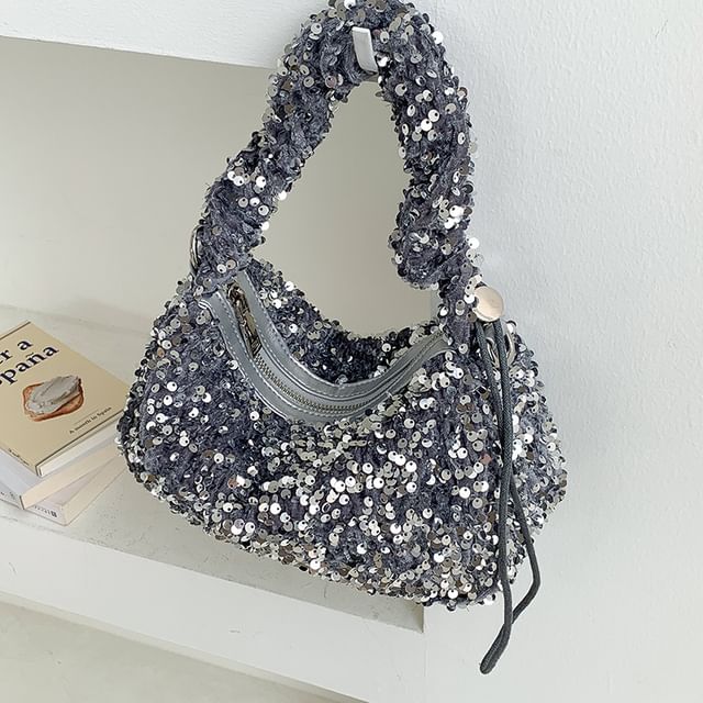 Top Handle Sequin Crossbody Bag