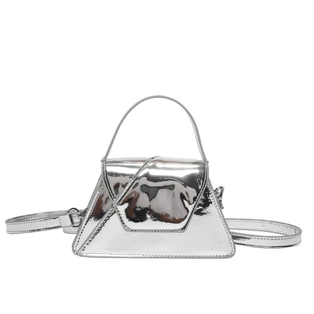 Flap Patent Leather Top Handle Crossbody Bag