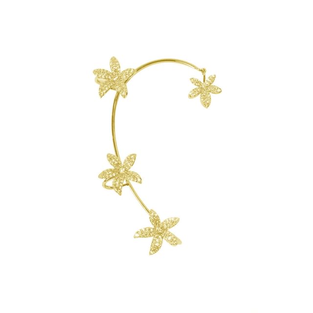 Rhinestone Floral Ear Cuff