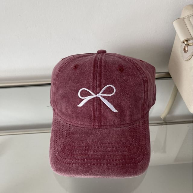 Cap Embroidered Bow Baseball Washed