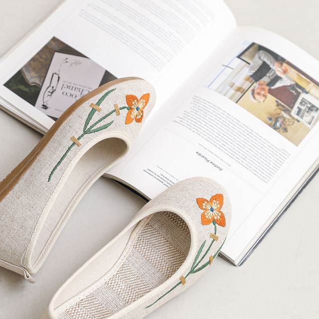Flats Flower Embroidered