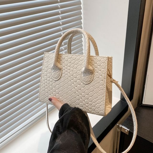 Top Handle Faux Leather Crossbody Bag