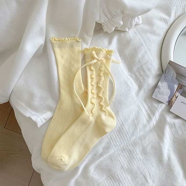 Bow Ruffle Trim Socks