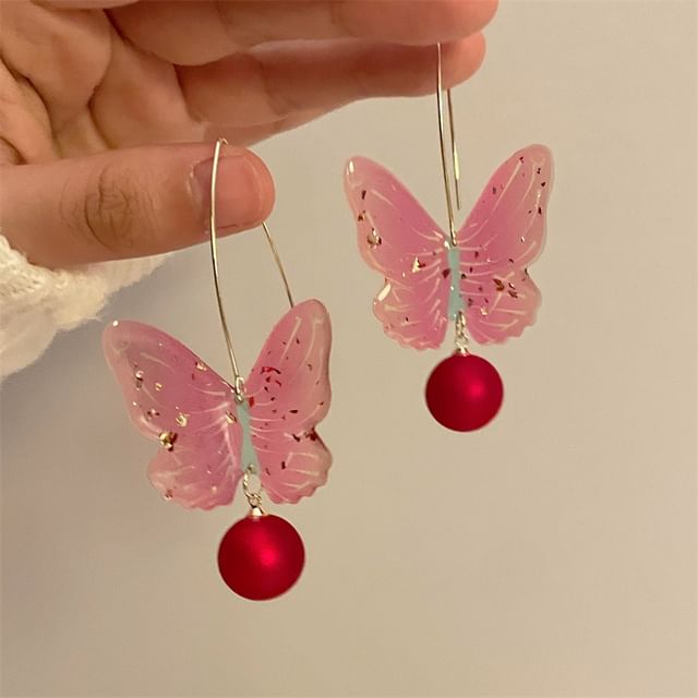 Butterfly Bead Drop Hook Earring