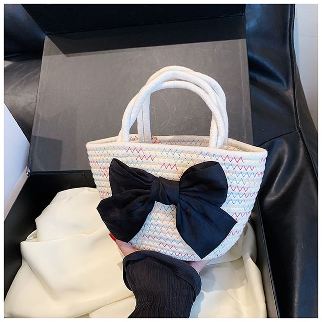 Bow Woven Tote Bag