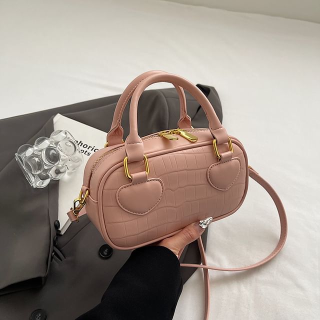 Croc Grain Top Handle Crossbody Bag