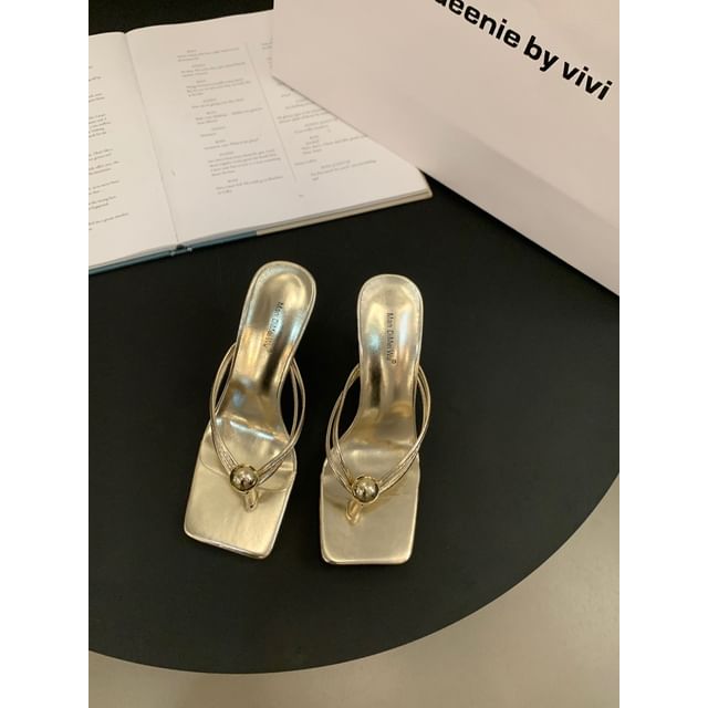 Beaded Kitten Heel Flip-Flops