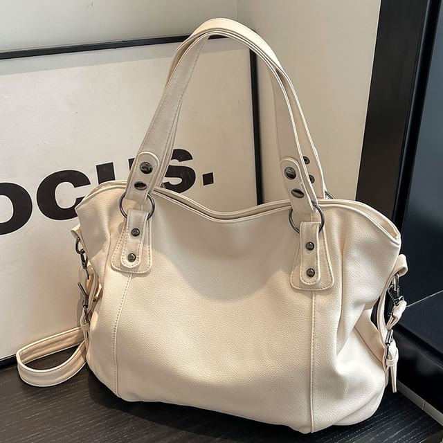 Tote Plain Leather Faux Bag