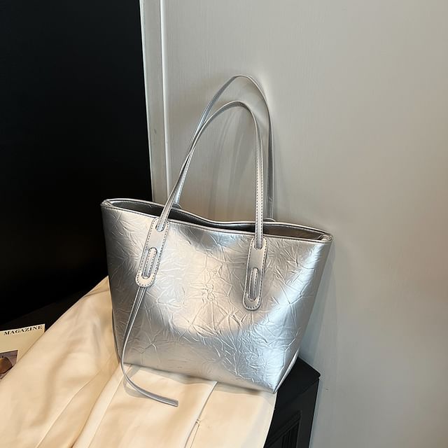 Tote Leather Faux Bag Plain