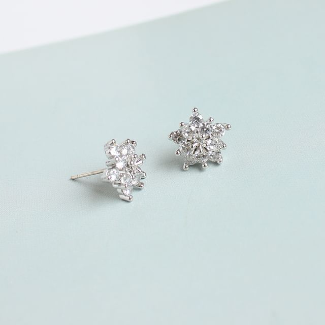 Floral Rhinestone Alloy Stud Earring (Various Designs)