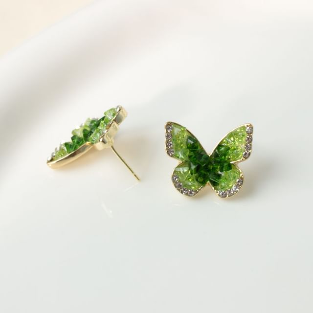 Butterfly Faux Crystal Alloy Stud Earring