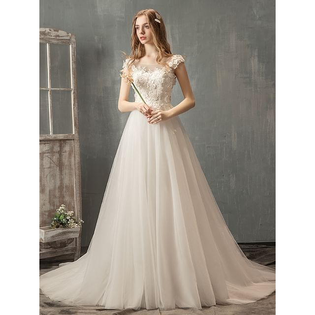 Gown Cap-Sleeve Designs) Lace Wedding (Various A-Line