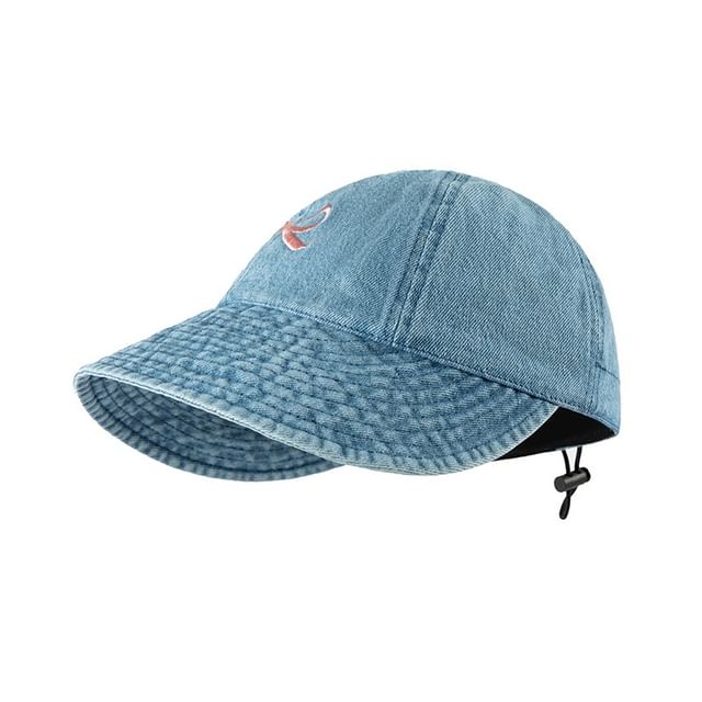 Bow Embroidered Denim Baseball Cap