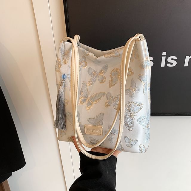Butterfly Jacquard Bucket Bag