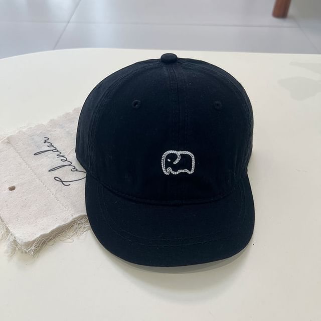 Elephant Embroidered Short Brim Cap