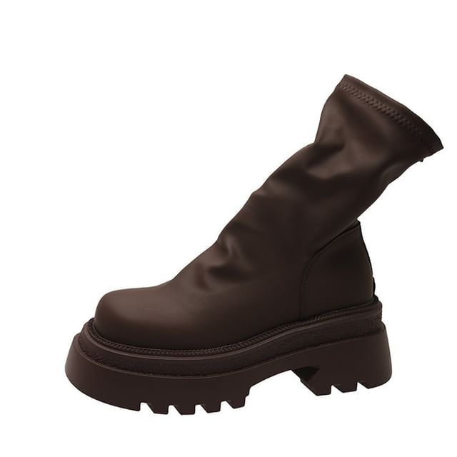 Plain Sock Platform Short Boots
