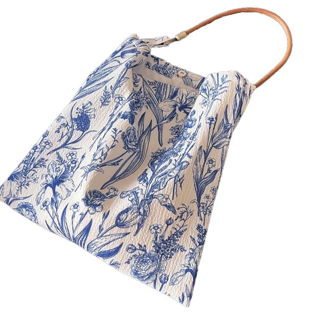 Floral Print Canvas Tote Bag