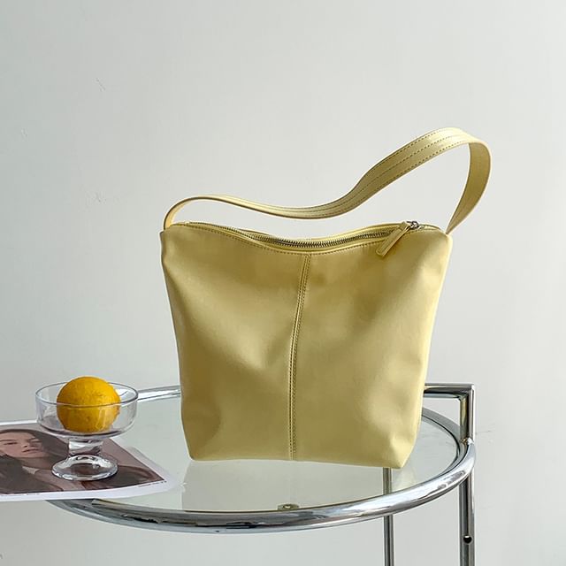 Plain Faux Leather Tote Bag