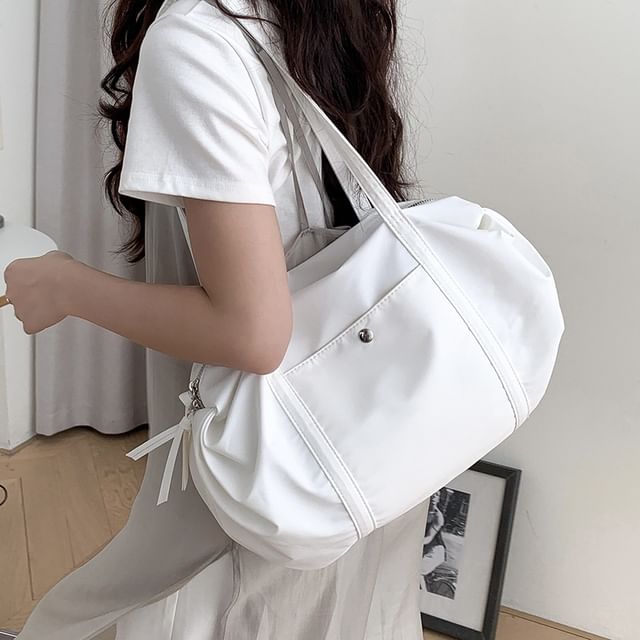 Plain Nylon Boston Bag
