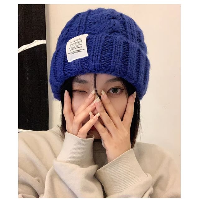 Plain Fuzzy Knit Beanie