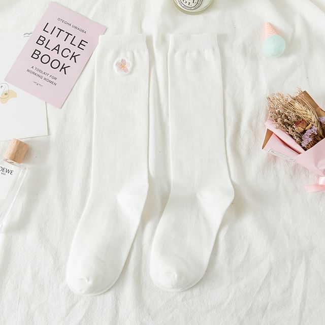 Flower Embroidered Socks