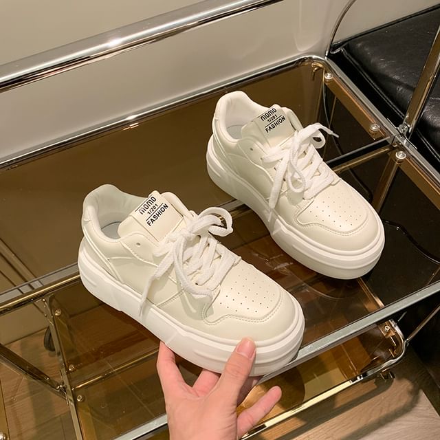 Lettering Lace-Up Platform Sneakers