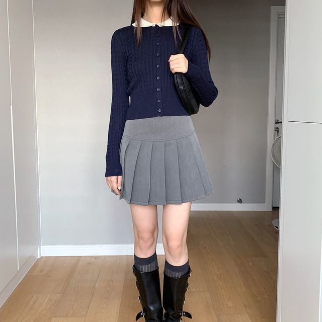 Collar Cable Knit Cardigan