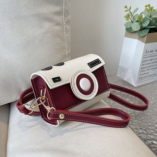 Color Block Camera Flap Crossbody Bag