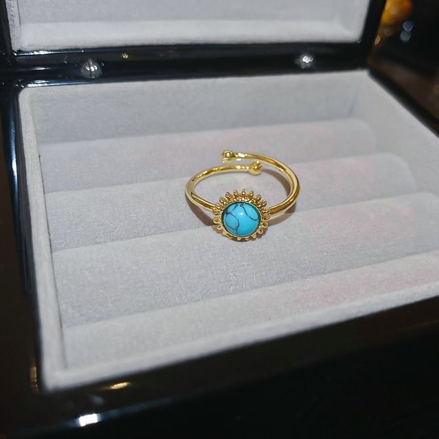 Sun Faux Gemstone Alloy Open Ring