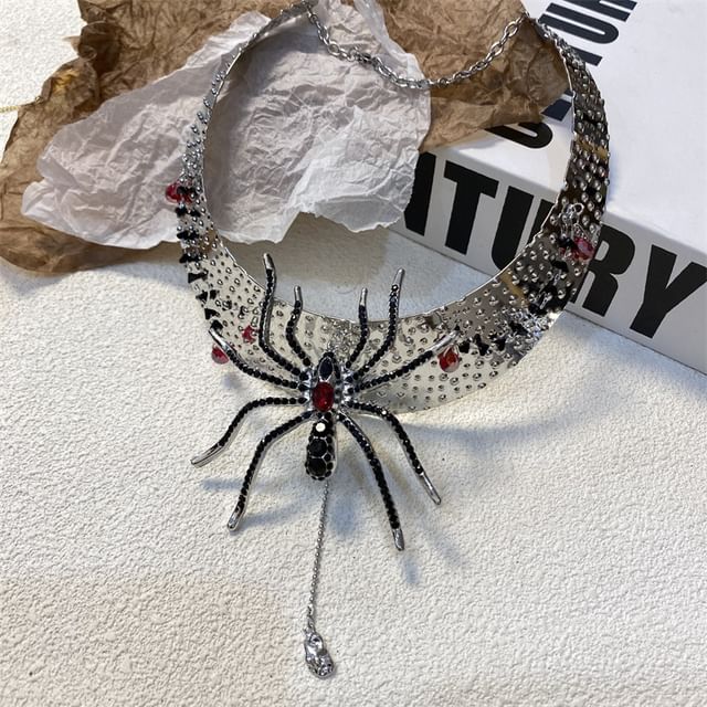 Metallic Rhinestone Lariat Choker