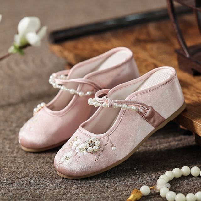 Wedge-Heel Mules Beaded