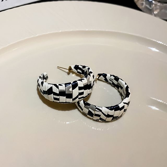 Print / Rhinestone Alloy Earring (Various Designs)