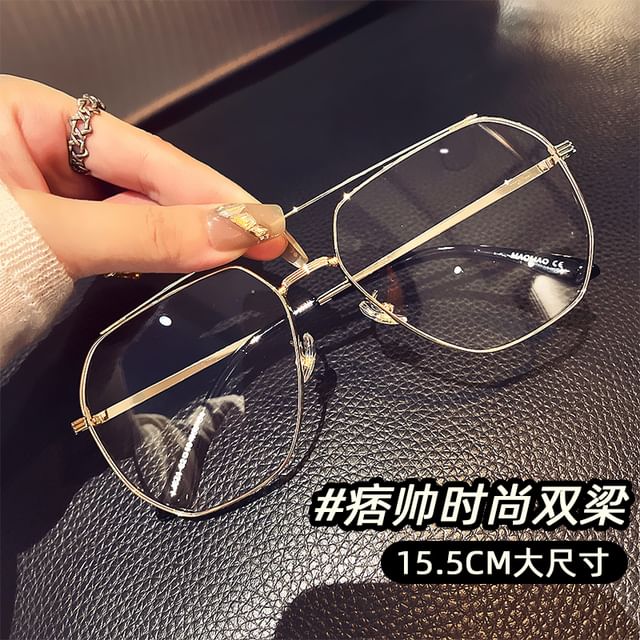 Double Bridge Metal Frame Eyeglasses Frame