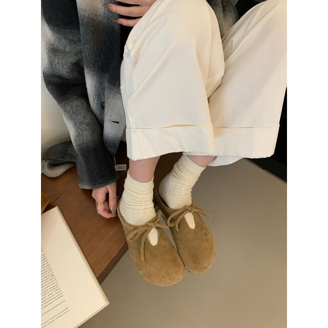 Bow Faux Suede Mules