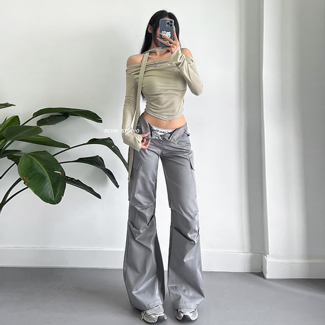 Tie-Back Cargo Baggy Pants