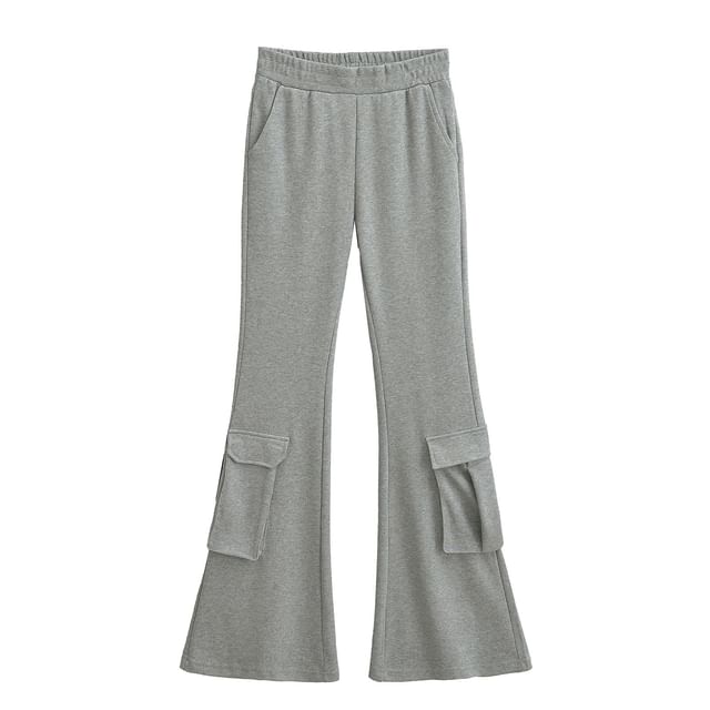 Elastic Waist Bootcut Cargo Sweatpants