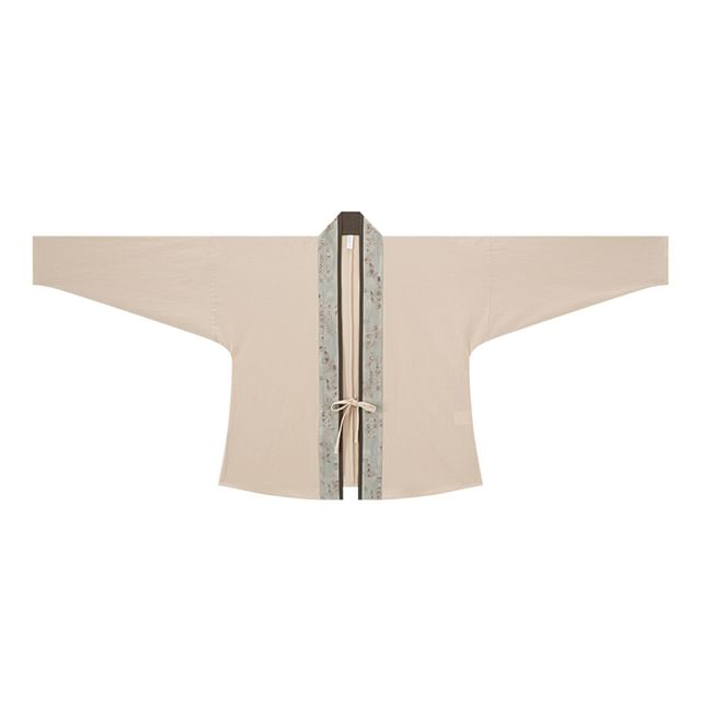 Hanfu Open Front Jacket / Open Front Top / Wide Leg Pants / Crossbody Bag / Set