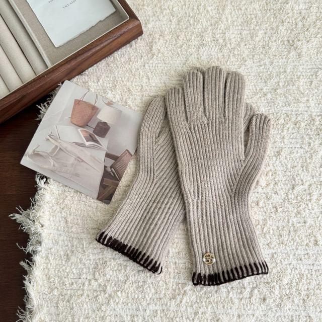 Ribbed Cuff Knit Gloves
