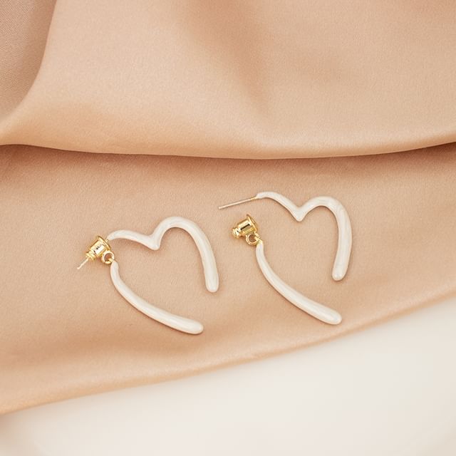 Heart Glaze Alloy Open Hoop Earring