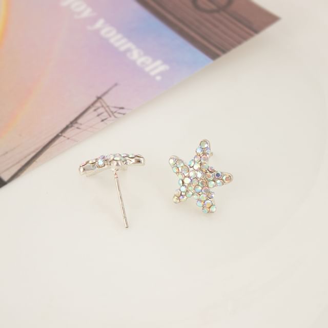 Starfish / Crab / Shell Rhinestone Faux Pearl Alloy Stud Earring