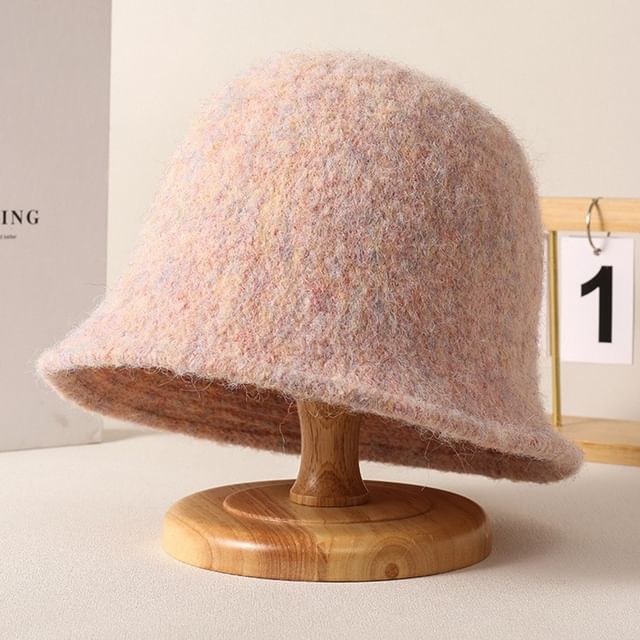 Plain Fuzzy Knit Bucket Hat